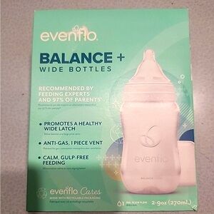 Evenflo Balance Wide Baby Bottles, Platinum White Color 9oz 2 Count